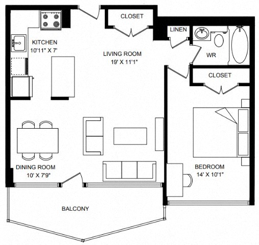 Floor plan layout diagram for 1J Renovation 2
